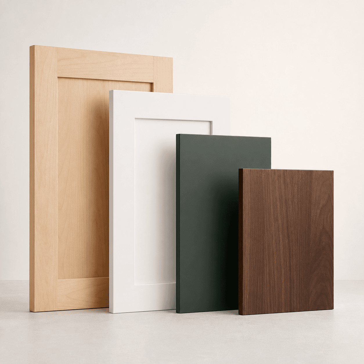 Cabinet door samples in several styles and finishes